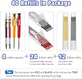 Enhon 4 Pcs Mechanical Carpenter Pencils with 40 Refills and Sharpener view 3