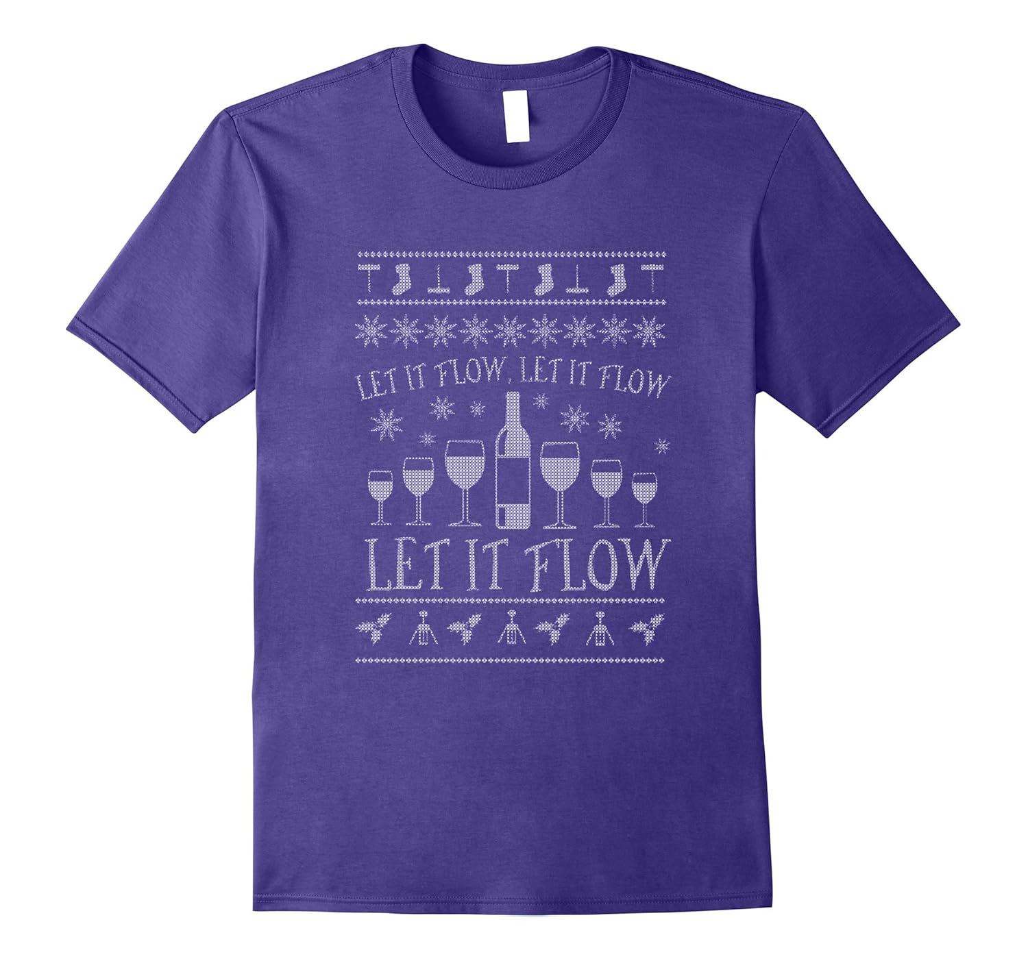 Let It Flow Christmas Ugly Sweater Style Holiday Wine Shirt-ANZ