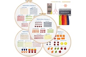 ASTNIC 4 Set Embroidery kit for Beginners, Cross Stitch Kit Adult with Embroidery Patterns and Instructions DIY Hand Embroide