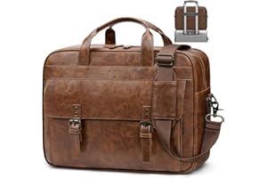 RAINSMORE Messenger Bag for Men 16 Inch Laptop Bag Vintage Leather Waterproof Laptop Briefcases Large Computer Satchel Bag