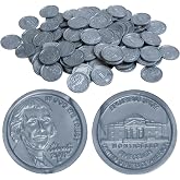 Learning Advantage Play Nickels, 100 Plastic Coins | Designed and Sized Like Real US Currency, Teach Money Math With This Pretend Play Resource