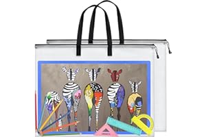 GREBSTK 2 Piece Large Posters Art Portfolio Bag 28 x 20 Inch Poster Storage Bag Board Holder with Handle and Zipper Organizer Transparent Bag for Posters, Poster Board, Painting, Bulletin Boards