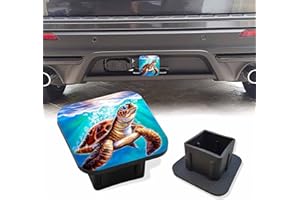Sutmore Trailer Hitch Cover, Watercolor Brown Sea Turtle Swimming in Ocean Hitch Cover Rubber Towing Hitch Plug Covers, Square 2 Inch Receiver Tube Plug Cap for Trucks Cars SUVs