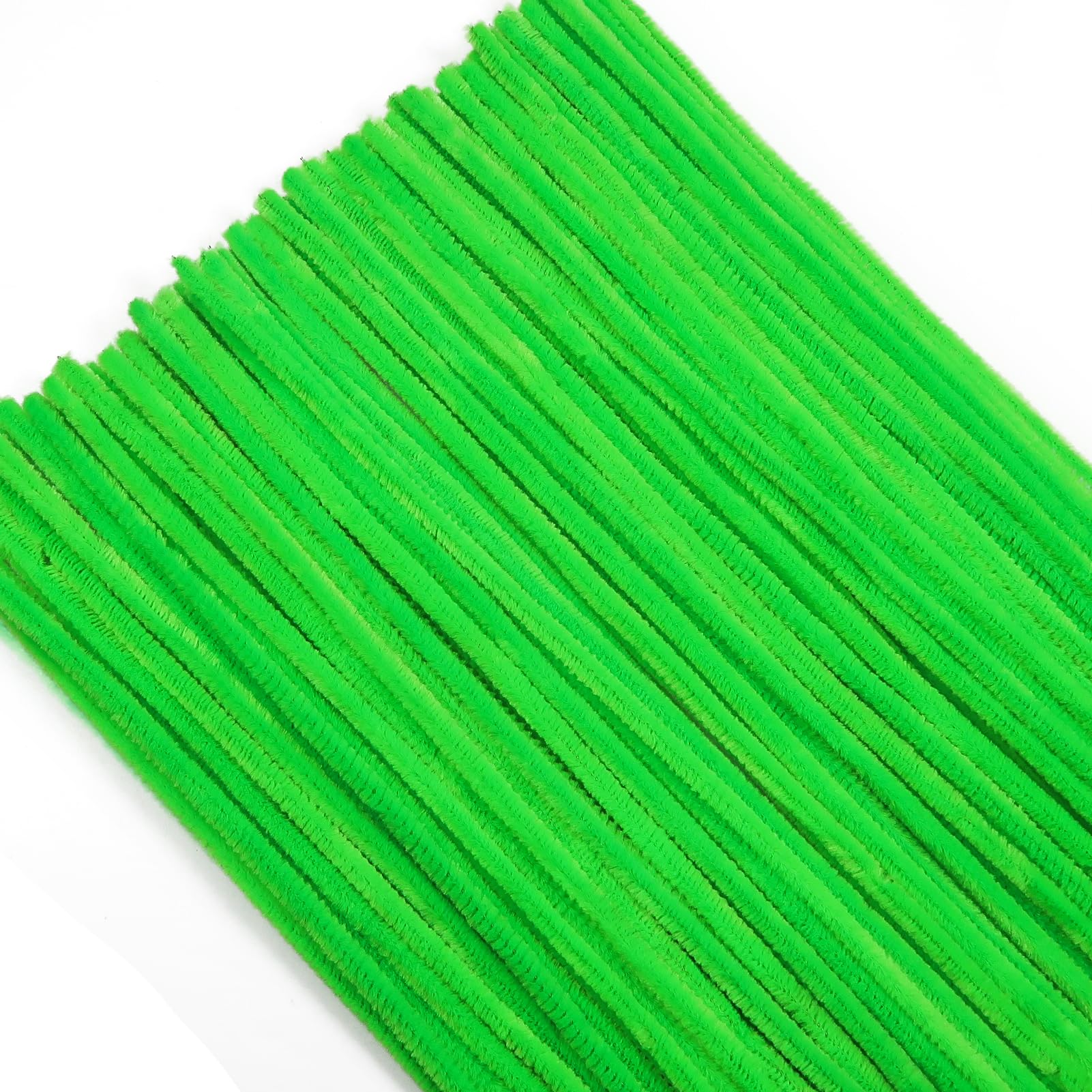 TOAOB 100pcs Fluorescent Green Pipe Cleaners for Craft 30cm Long Chenille Stem 6mm Thick Fuzzy Sticks Craft Supplies for DIY Flowers Projects Home Decorations