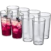 Amazing Abby - Cafely - 16-Ounce Plastic Tumblers (Set of 8), Plastic Drinking Glasses, Restaurant-Style Tumblers, Commercial-Grade Cups, Stackable, BPA-Free, Shatter-Proof, Dishwasher-Safe, Clear