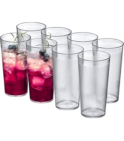 Amazon.com | NEW, 16 Oz. (Ounce) Restaurant Tumbler Beverage Cup, Glassware  & Drinkware, Stackable Cups, Break-Resistant Commmerical Plastic, Set of 6  - Blue: Plastic Glasses: Tumblers & Water Glasses