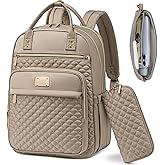 Tealari Laptop Backpack for Women,15.6 Inch Laptop Backpack for Work,Water Resistant Travel Backpack,College Bookbag with Wallet (Khaki)