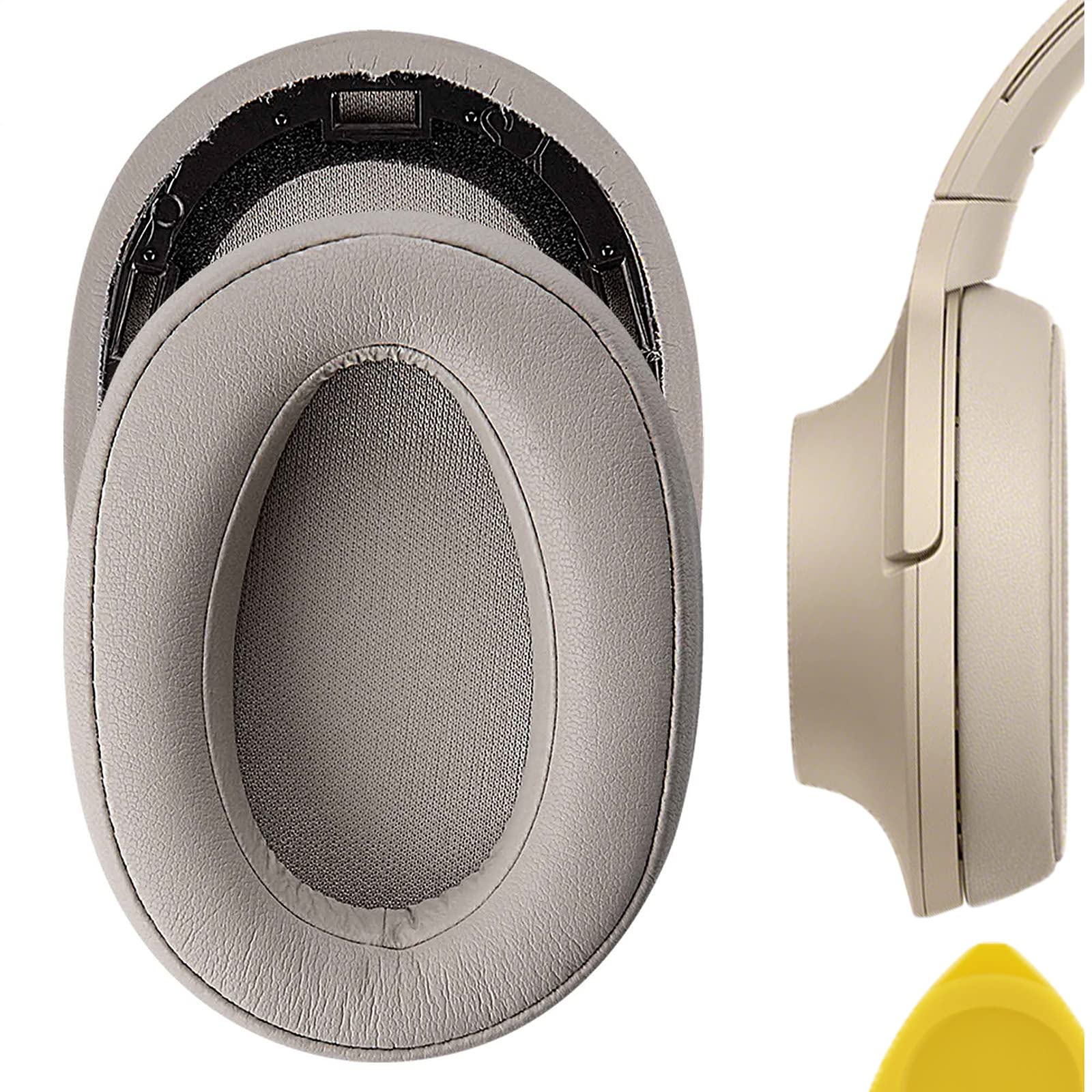 Geekria Replacement Ear Pads for Sony MDR-100ABN, WH-H900N Headphones Ear Cushions, Repair Parts (Gold)