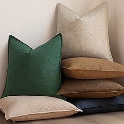 Foindtower Set of 2, Decorative Linen Soild Throw