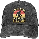 Fwngweito Bigfoot Hats for Men Women, Funny Adjustable Cotton Don't Stop Believing Sasquatch Baseball Cap