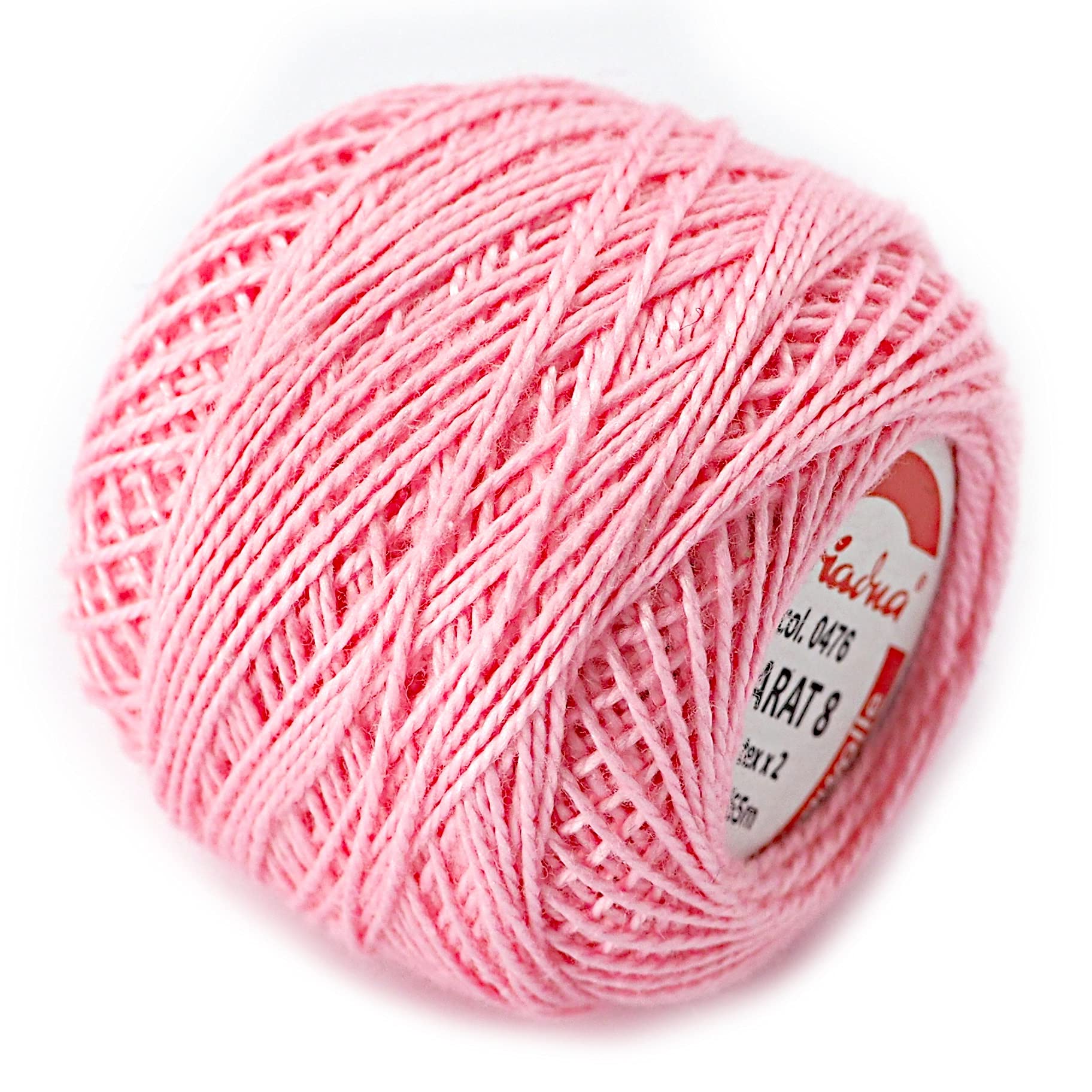 Cotton Crochet Embroidery Yarn 71yd/65m Quality Ball 0.35oz/10g Thread Floss Size 8 (Baby Pink 476)