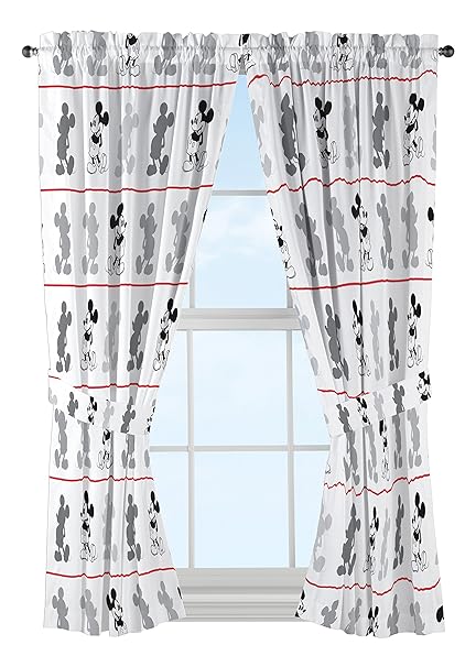 Disney Mickey Mouse Jersey White 4 Piece 63 Curtain Drapes Set 2