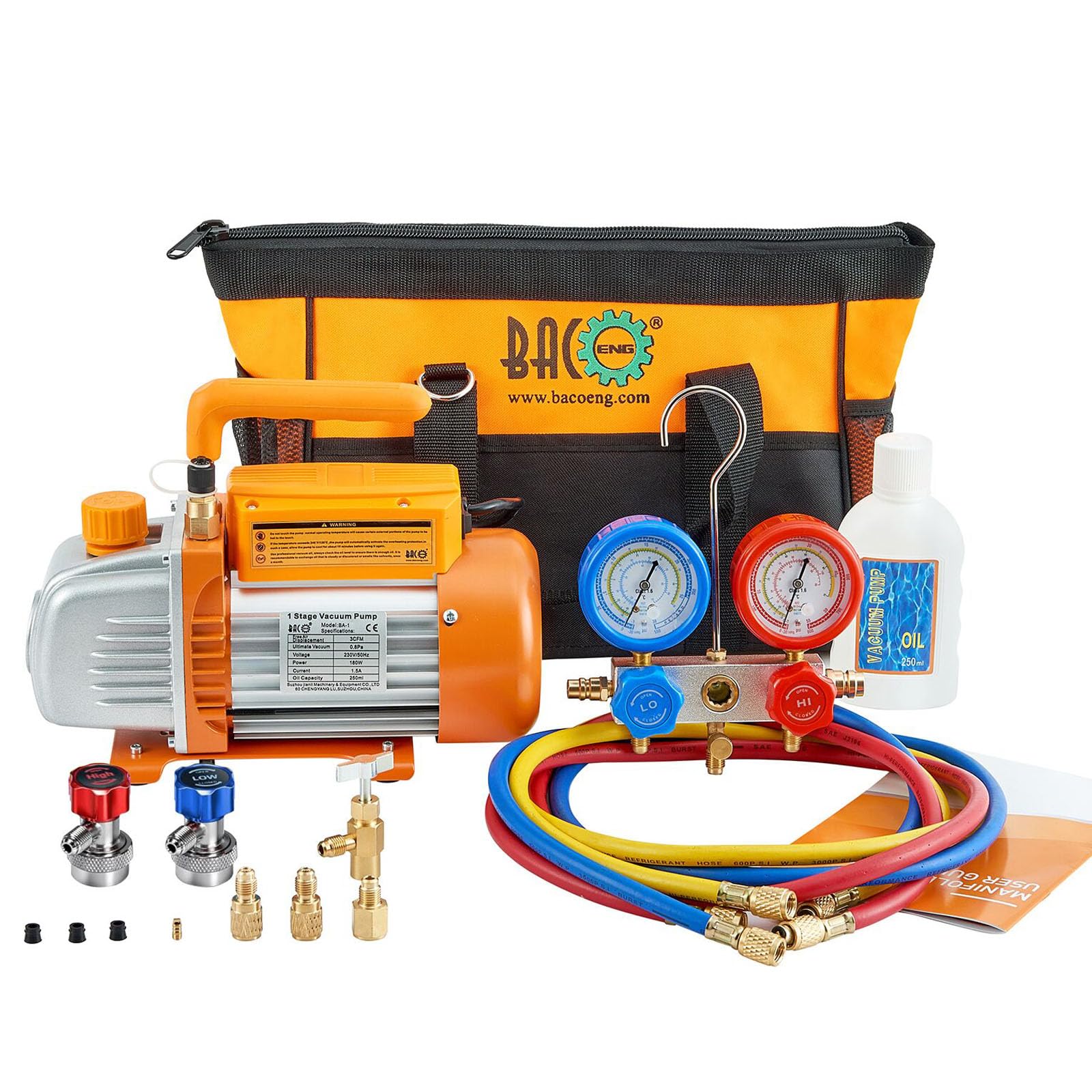 BACOENG Vakuumpumpe klimaanlage Set für HVAC/Auto AC Kältemittelaufladung, Klimaanlage Auto Befüllen Set Ideal für R134A R410A R407C R22