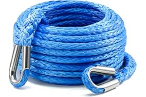 Kolvoii Winch Rope Extension 3/8 Inch x 50Ft 26,500 Lbs, Synthetic Winch Extension Cable Line for Off Road Vehicle ATV UTV Tr