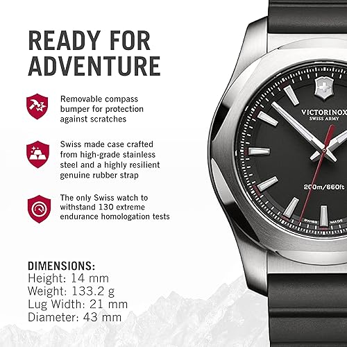 Victorinox Swiss Army Carbon Black Rubber Watch, 43mm