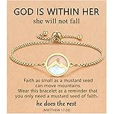 Eryuor Silver/Gold Move Mountains-Mustard Seed Bracelet Christian Easter Christmas Birthday Gifts for Women Her