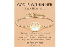 Eryuor Silver/Gold Move Mountains-Mustard Seed Bracelet Christian Easter Christmas Birthday Gifts for Women Her