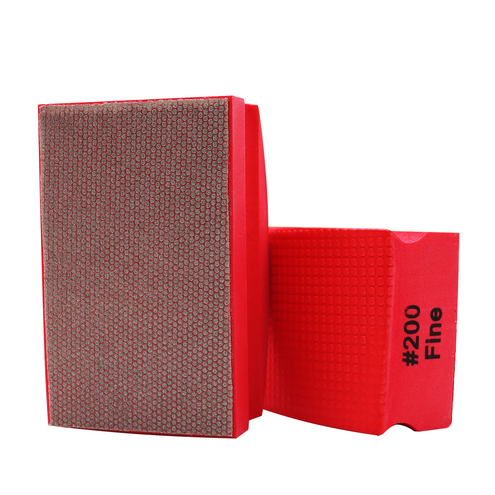 SHDIATOOL Diamond Hand Polishing Pad,2pcs Grit 200,90X55mm Electroplated Diamond Polishing Grinding Block for Grinding,Polishing,Sharp Edges of Stone Glass Ceramic Marble Granite
