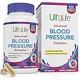 ULTALIFE Blood Pressure Supplements - Advanced Blood Pressure Supplement Complex - Hawthorn Berry, Hibiscus, Garlic, Forskolin - 14 Vitamins & Herbs, 30 Day Supply in Veggie Capsules