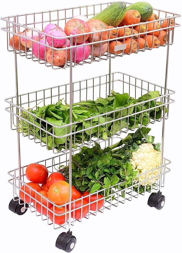 Buy MODERN INNOVATOR Stainless Steel 3 Layer Onion Potato Stand for