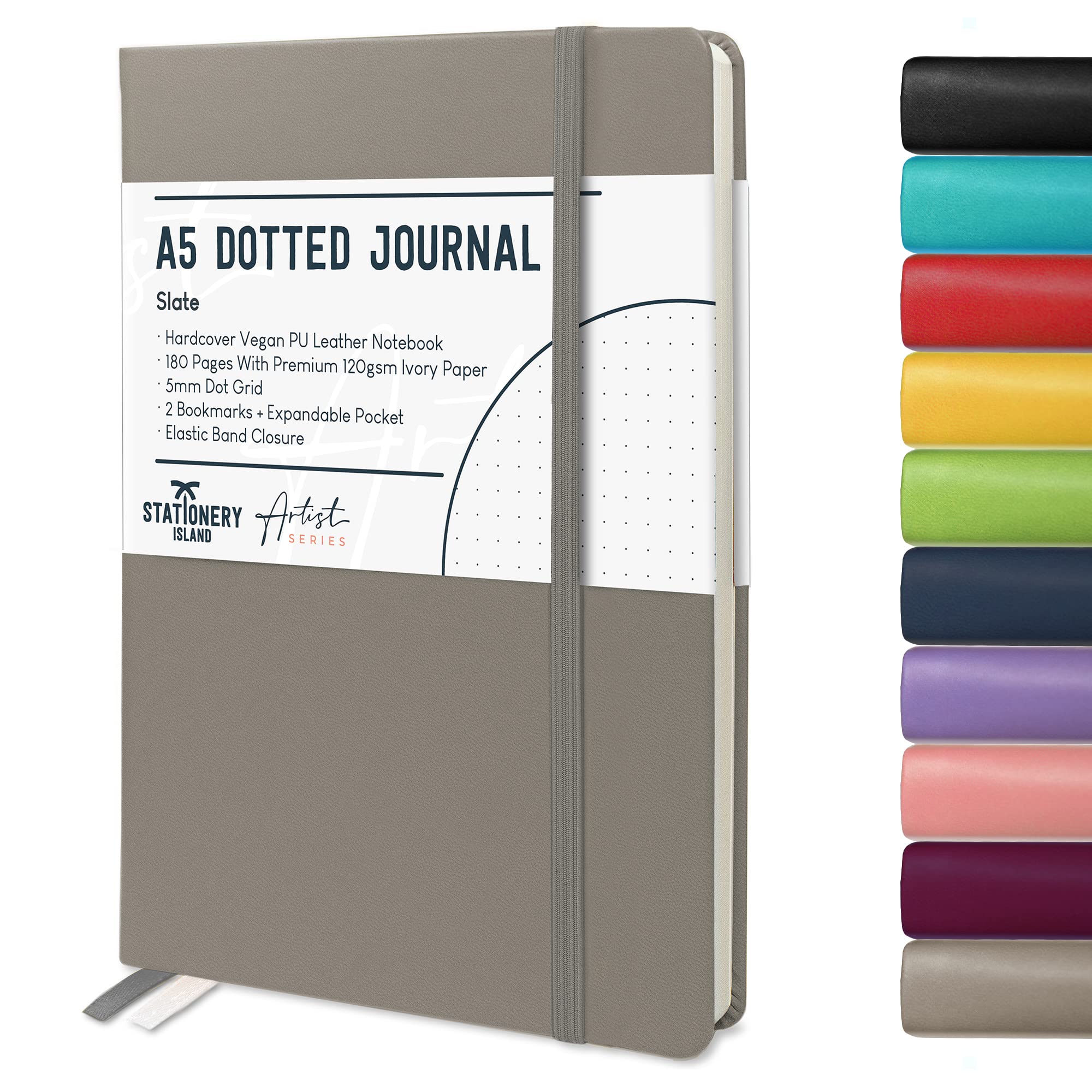 STATIONERY ISLAND Bullet Dotted Journal A5, Hardcover Dotted Notebook, Thick 120gsm Paper 180 Pages Journal Notebook