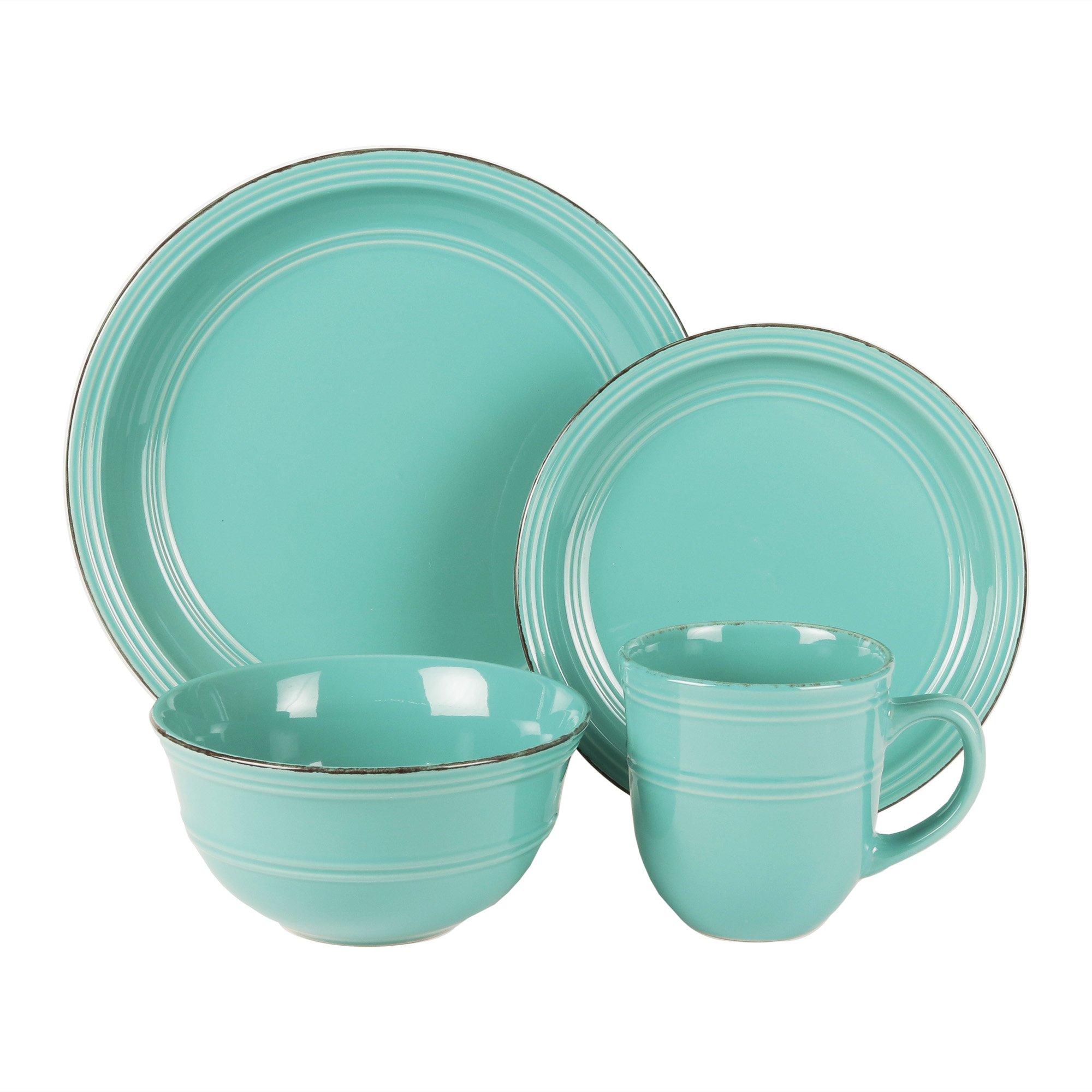 American Atelier Round Dinnerware Sets Aqua Blue Kitchen Plates