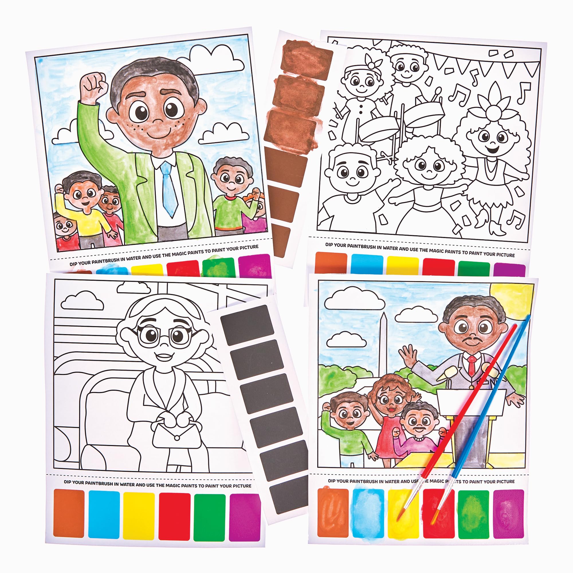 Baker Ross FX928 Black History Magic Painting Kits - Pack of 10, Arts and Crafts Kits for Kids, School Crafts