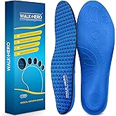 Walkhero Arch Support Insoles - Plantar Fasciitis Inserts for Foot Fatigue and Pain Relieve, Orthotic with Everyday Comfort and Support (Mens 11-11 1/2 | Womens 13-13 1/2 Blue)