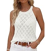 LUYAA Womens Summer Tank Tops Crochet Sleeveless Sweater Vest Boho Striped Shirt Hollow Knit Lightweight Tops 2026 Fashion