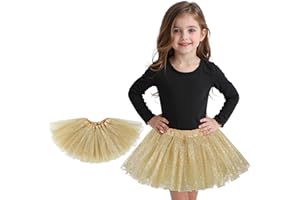 Zando Sparkle Tutu for Toddler Girls Kids 3 Layers 2-8 Years Halloween Princess Birthday Elastic Puffy Tulle Dance Skirt