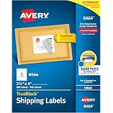 Avery Printable Shipping Labels, Sure Feed Technology, 3-1/3" x 4", White, 600 Blank Mailing Labels (8464)
