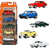 Matchbox 1:64 Scale Die-Cast Toy Cars or Trucks, Themed Set of 5 Race or Sports Cars, Rescue or Construction Vehicles and Mor