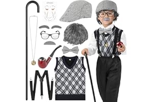 Joycover Old Man Costume For Kids Boys 100 Days Of School Costume Grandpa costume for kids With Real accessories
