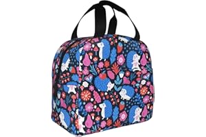 YOZIRIBO Kids Lunch Box Lunch Bag for Girls Boys Women, Reusable Insulated Lunch Tote Bag for School, Leakproof Thermal Cooler Sack Food Handbags for Work Picnic Camping Travel (Hedgehog Flowers)