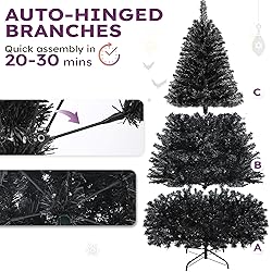 YITAHOME 6ft Prelit Black Artificial Christmas Tree