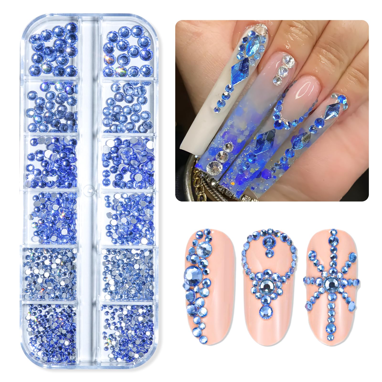 Makartt Rhinestones, Crystal Nail Gems, Flat Back Gems Crystal Nail Rhinestones for Nail, Nail Diamonds Stone Nail Charms DIY Crafts Makeup Nail Accessories