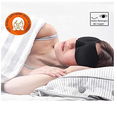 DALATO Premium 3D Schlafmaske inklusive Beutel und Ohrstöpsel, für Damen und Herren, 100% Augenfreiheit, für einen ruhigen un