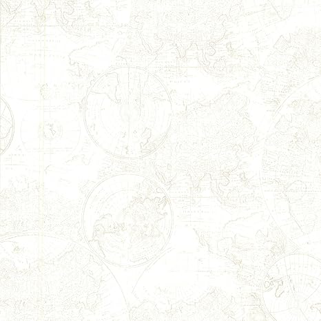 Amazon Beacon House 2604 Cartographyヴィンテージワールドマップ壁紙 オフホワイト 壁紙