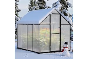 WUKHG 6×8FT Greenhouse for Outdoors, Large Walk in Greenhouse Kit and Winter Garden Planting, Enhanced Aluminum Green Houses for Outside Withstands Strong Wind or Heavy Snow to Protect Vegetables or Plants