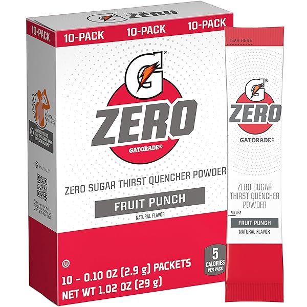GATORADE G ZERO POWDER, FRUIT PUNCH, 0.10 OZ...