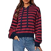 PRETTYGARDEN Hoodies for Women Fall Fashion 2026 Striped Pullover Sweaters Casual Long Sleeve Tops Winter Clothing