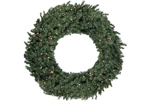 NORTHLIGHT 6' Pre-Lit Commercial Canadian Pine Artificial Christmas Wreath - Multi Lights