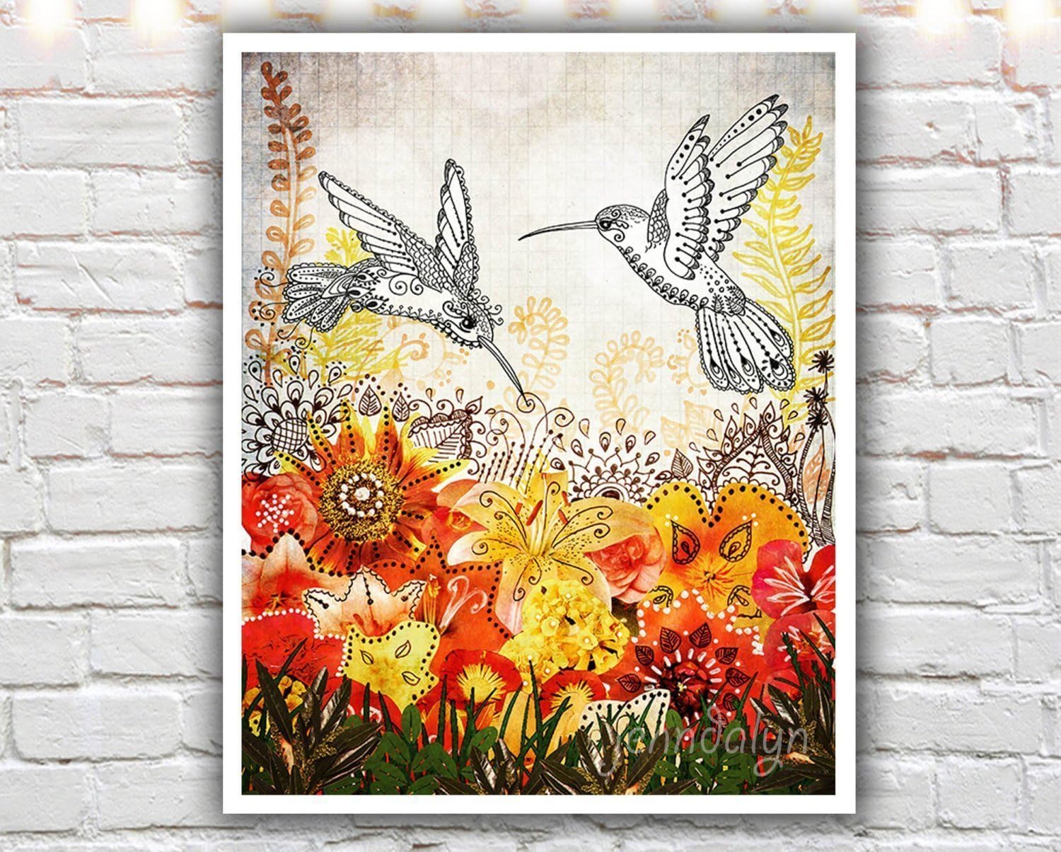 "Hummingbird Garden" PAPER PRINT