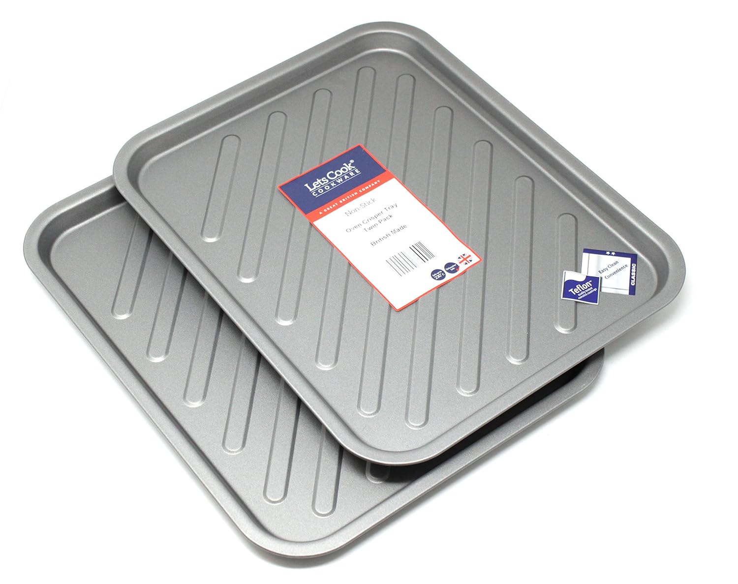 Oven Crisper Tray Twin Pack with Teflon Non Stick, Large Crisping Trays