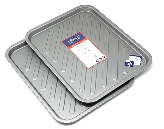 Oven Crisper Tray Twin Pack with Teflon Non Stick, Large Crisping Trays