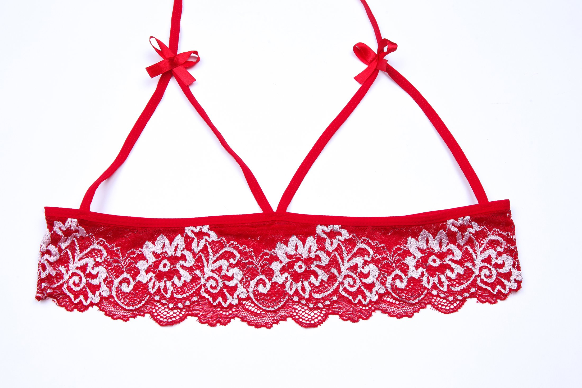 Adorelife Women\'s Open Bra Lace Babydoll Halter 2 Piece Lingerie Bra Sets