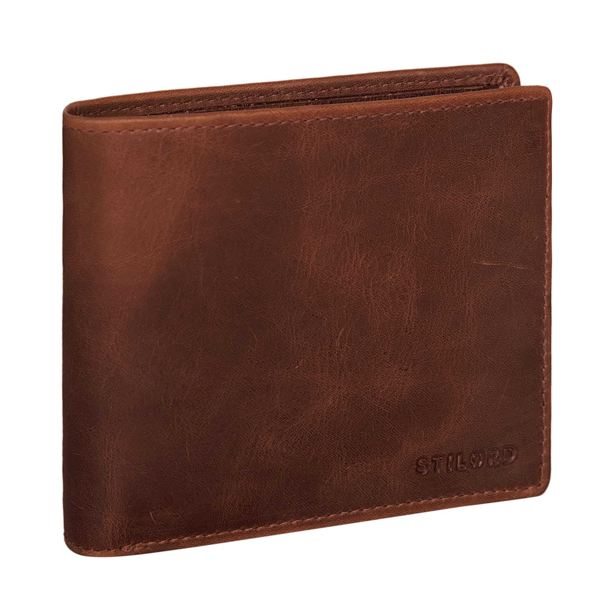STILORD 'Lewis' Classic Leather Wallet for Men RFID Blocker Large Purse with Credit Card Holder and Coin Pocket Vintage Design, Colour:Prestige - Brown