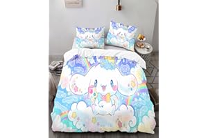 SIGOSR Cute Dog 3-Piece Bed Set Warm and Comfortable Kawaii Bedding Set Cute Soft Microfiber Bedclothes for Boys Girls Kids (1 Duvet Cover & 2 Pillowcases)-Twin