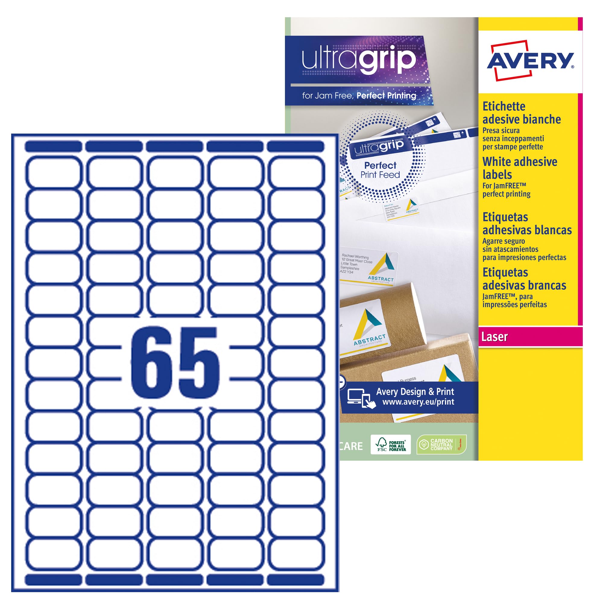 Avery J8 Mini Labels 38.1 x 21.2 Bianco