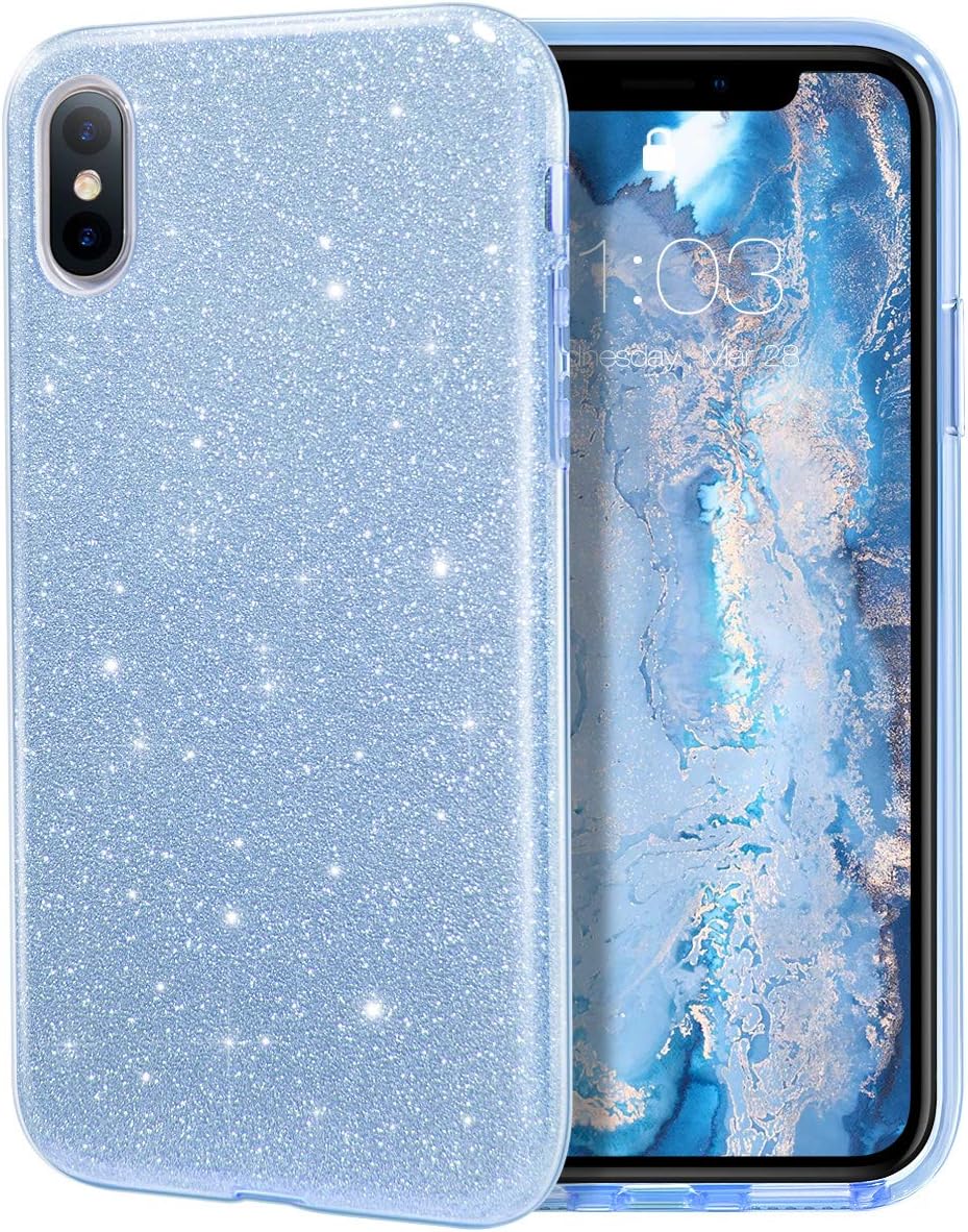 MILPROX Compatible for iPhone Xs MAX Case Glitter Luxury Shiny Sparkly Silm Bling Crystal Clear, 3 Layer Hybrid, Protective Soft Case Compatible for iPhone Xs MAX